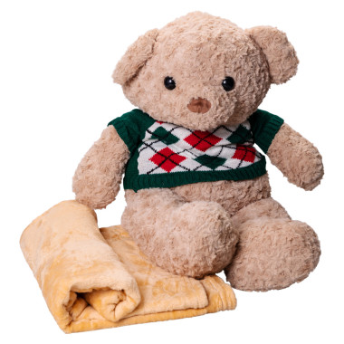 М'яка іграшка-подушка з пледом всередині Ведмідь 110×150 (см) 3 в 1 Бежевий Colorful Home 7146GR (LG-7146GR)