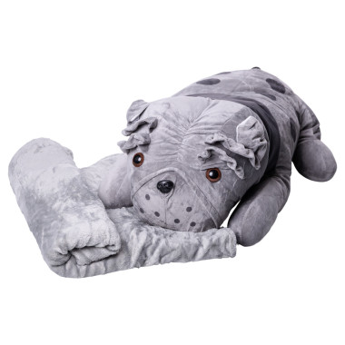 М'яка іграшка-подушка з пледом всередині Собака обіймашка 65 (см) Сірий Colorful Home 9527-40G (LG-9527-40G)