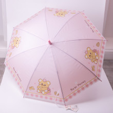 Класична дитяча парасолька-тростина напівавтомат з поліестеру міцна надійна 8 спиць діаметр 94 см Рожевий HP-23-11P (LG-HP-23-11P)