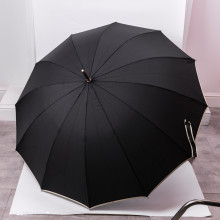 Класична парасолька-тростина з чохлом напівавтомат з поліестеру міцна надійна 12спиць діаметр 120 см Чорний HP-23-16B (LG-HP-23-16B)