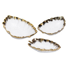 Набір порцелянових страв для сервірування столу 3 (шт) у формі листа Золотистий HP-26-10 (LG-HP-26-10)