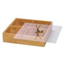 Менажниця дерев'яна на 4 секції з кришкою квадратна HB-40-1 (LG-HB-40-1) Менажниця дерев'яна на 4 секції з кришкою квадратна HB-40-1 (LG-HB-40-1)