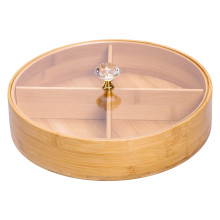 Менужниця дерев'яна на 4 секції з кришкою для закусок Ø25 (см) кругла HB-40-3 (LG-HB-40-3)