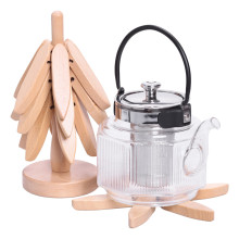 Набір підставок під гаряче з дерева 3 шт Ø19 (см) + тримач підставки на стіл під гаряче HB-40-4BE (LG-HB-40-4BE)