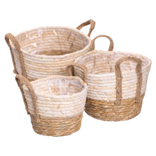 Набір кошиків для зберігання речей 3 (шт) універсальні плетені 1.5/2/3 літри Коричневий HP-41-8 (LG-HP-41-8)