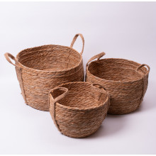 Набір кошиків для зберігання речей 3 (шт) універсальні плетені 3/6/9 літрів Коричневий HP-41-9 (LG-HP-41-9)