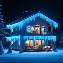 Вулична гірлянда Бахрома 50 м 840 LED чорний провід Синій 50MBBL (LG-50MBBL)