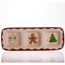 Менажниця порцелянова Merry Christmas на 3 секції 30×11×2.5 (см) прямокутна CR-1-41 (LG-CR-1-41)