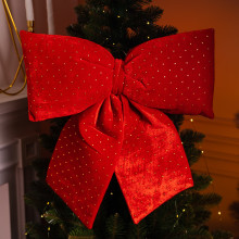 Оксамитовий бант для декору зі стразами на ялинку 55×70 (см) Червоний CR-2-5 (LG-CR-2-5)