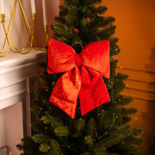 Оксамитовий бант для декору зі стразами на ялинку 35×45 (см) Червоний CR-2-7 (LG-CR-2-7)