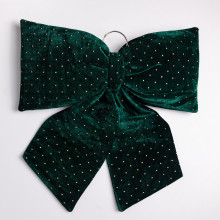 Оксамитовий бант для декору зі стразами на ялинку 55×70 (см) Зелений CR-2-9 (LG-CR-2-9)