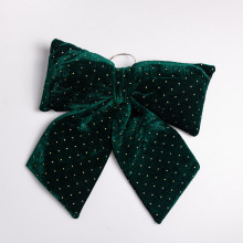 Оксамитовий бант для декору зі стразами на ялинку 45×50 (см) Зелений CR-2-10 (LG-CR-2-10)