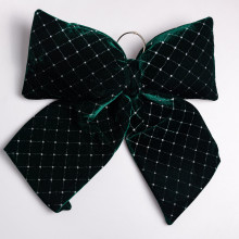 Оксамитовий бант для декору зі стразами та візерунком на ялинку 45×50 (см) Зелений CR-2-18 (LG-CR-2-18)