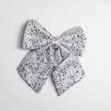 Бант новорічний для декору з паєтками на ялинку 25×35 (см) Сріблястий CR-2-28 (LG-CR-2-28) Бант новорічний для декору з паєтками на ялинку 25×35 (см) Сріблястий CR-2-28 (LG-CR-2-28)