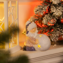 Новорічна фігурка з підсвіткою Дівчинка зі сніговою кулею з фарфори 11×7×12 (см) новорічний декор для дому, квартири на подарунок CR-5-10 (LG-CR-5-10)