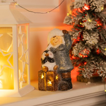 Новорічна декоративна фігурка з підсвіткою 9×10×19 см Новорічний декор Дівчинка з подарунком з порцеляни CR-5-18 (LG-CR-5-18)