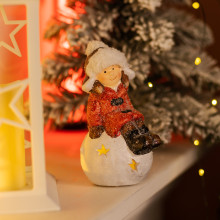 Новорічна декоративна фігурка з підсвіткою 9.5×8×16 (см) Новорічний декор Дівчинка на сніговій кулі з порцеляни CR-5-19 (LG-CR-5-19)