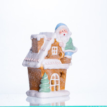 Новорічна декоративна фігурка з підсвіткою 14×9×20 см Новорічний декор Будиночок з Сантою з порцеляни CR-6-6 (LG-CR-6-6)