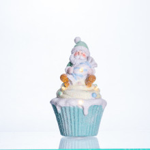 Новорічна декоративна фігурка з підсвіткою 10×10×17.5 см Новорічний декор Санта-Клаус на кексі з порцеляни CR-6-7 (LG-CR-6-7)