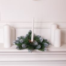 Штучний підсвічник вінок Новорічний з декором зелений із засніженими кінчиками на 1 свічку SOK-O-2 (LG-SOK-O-2) Штучний підсвічник вінок Новорічний з декором зелений із засніженими кінчиками на 1 свічку SOK-O-2 (LG-SOK-O-2)