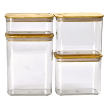 Банки для сипучих продуктів набір з 4 шт пластикові з бамбуковими кришками 0.7 л /1.7 л /2.7 л /3.7 л HP-1301 (LG-HP-1301) Банки для сипучих продуктів набір з 4 шт пластикові з бамбуковими кришками 0.7 л /1.7 л /2.7 л /3.7 л HP-1301 (LG-HP-1301)