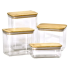 Банки для сипучих продуктів набір з 4 шт пластикові з бамбуковими кришками 0.7 л /1.7 л /2.7 л /3.7 л HP-1301 (LG-HP-1301)