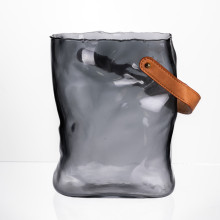 Подарункова скляна ваза сумочка з ручкою 18×9×25 (см) декоративна Сірий HP-19-157-2 (LG-HP-19-157-2)