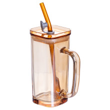 Скляна чашка з кришкою і трубочкою 280 (мл) HP-19-53GLD (LG-HP-19-53GLD)