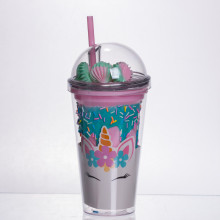 пластиковий стакан з трубочкою і кришкою 400 мл багаторазовий HP-18-1TUP (LG-HP-18-1TUP)