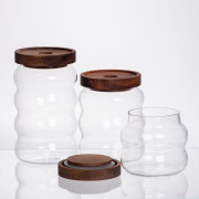 Набір банок для сипучих продуктів 3 штуки з бамбуковими кришками 400/600/800 мл 64486-12 (LG-64486-12)