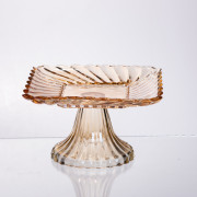 Тортівниця скляна квадратна на ніжці, 16×16 см Коричнева 64486-18 (LG-64486-18)