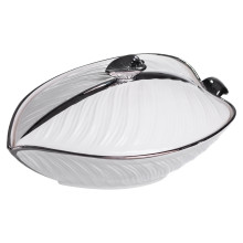 Супница 800 (мл) фарфоровая 26×18×14 (см) с крышкой Белый с серебром XL-4074AS (LG-XL-4074AS)