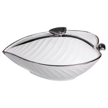 Супница 800 (мл) фарфоровая 32×21×16 (см) с крышкой Белый с серебром XL-4054AS (LG-XL-4054AS)