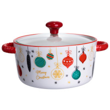 Супница фарфоровая Merry Christmas новогодняя  800 (мл) с крышкой Yiwu FM-CS-9B (LG-FM-CS-9B)