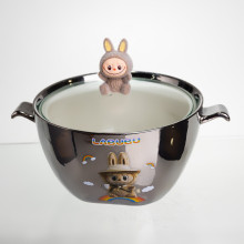 Бульонница фарфоровая Labubu с крышкой и ручками 800 (мл) Ø15 (см) FM-34B (LG-FM-34B)