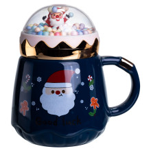 Чашка фарфоровая с крышкой Christmas 400 (мл) Синий Yiwu FM-CS-41B (LG-FM-CS-41B)