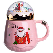 Чашка фарфоровая с крышкой Christmas 400 (мл) Розовый Yiwu FM-CS-41C (LG-FM-CS-41C)