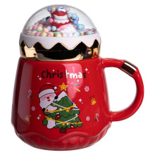 Чашка фарфоровая с крышкой Christmas 400 (мл) Красный Yiwu FM-CS-41D (LG-FM-CS-41D)
