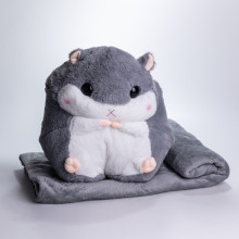 Мягкая игрушка-подушка с пледом Хомяк 110×160 (см) плюшевый детский плед 3в1 Серый 7090G (LG-7090G)
