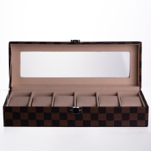 Шкатулка для часов из экокожи 6 отсеков 31×11×7.5 см Коричневый Yiwu HP-5-14S (LG-HP-5-14S)