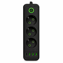 Мережевий фільтр-подовжувач 3 розетки 3хUSB-A 1xUSB-C 5м чорний HP-5-36 (LG-HP-5-36) Мережевий фільтр-подовжувач 3 розетки 3хUSB-A 1xUSB-C 5м чорний HP-5-36 (LG-HP-5-36)