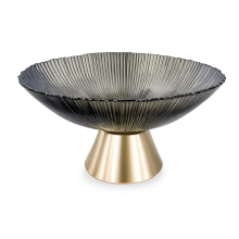 Фруктовница стеклянная «Gold & Grey» 15 см на золотой ножке Yiwu HP-34-117 (LG-HP-34-117)