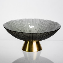 Фруктовница стеклянная «Gold & Grey» 24 см на золотой ножке Yiwu HP-34-118 (LG-HP-34-118)