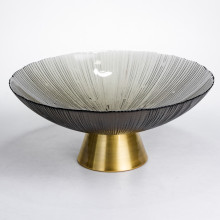 Фруктовница стеклянная «Gold & Grey» 34 см на золотой ножке Yiwu HP-34-119 (LG-HP-34-119)