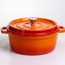 Кокотница чугунная эмалированная 6 л, оранжевый Yiwu HP-FLG-6 ORANGE (LG-HP-FLG-6 ORANGE)