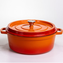 Кокотница чугунная эмалированная 7,5 л, оранжевый Yiwu HP-FLG-7 ORANGE (LG-HP-FLG-7 ORANGE)