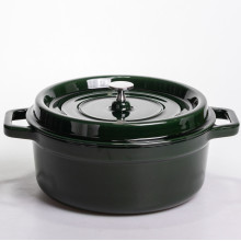 Кокотница чугунная эмалированная 6 л, малахит Yiwu HP-FLG-12 green (LG-HP-FLG-12 green)