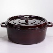 Кокотница чугунная эмалированная 7,5 л, бургунди Yiwu HP-FLG-14 burgundy (LG-HP-FLG-14 burgundy)