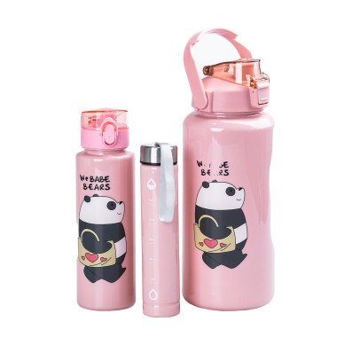 Набір пляшок 3 в 1 Панда з поїлкою і ручкою 0.3 (л) 0.7 (л) 2 (л) рожевий HPZSB120014P (LG-2074037810)