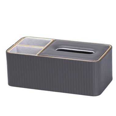 Серветниця на стіл з еко-шкіри з двома відділеннями 27 х 13.5 х 10 см Сірий HPDY9291G (LG-2140008457)